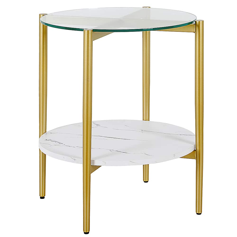 Angle View: Camden&Wells - Otto Side Table - Gold and Faux Marble