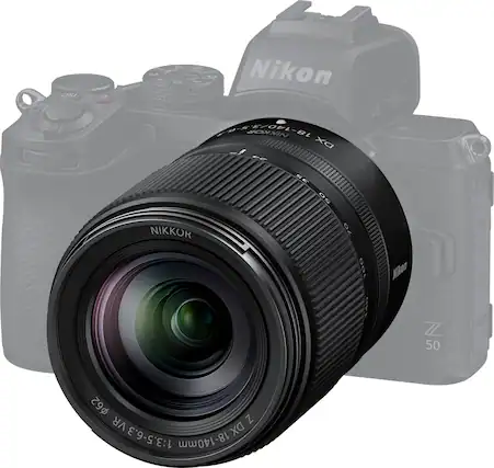 Front. Nikon - NIKKOR Z DX 18-140mm f/3.5-6.3 VR All-in-One Zoom lens for Nikon Z Cameras - Black.