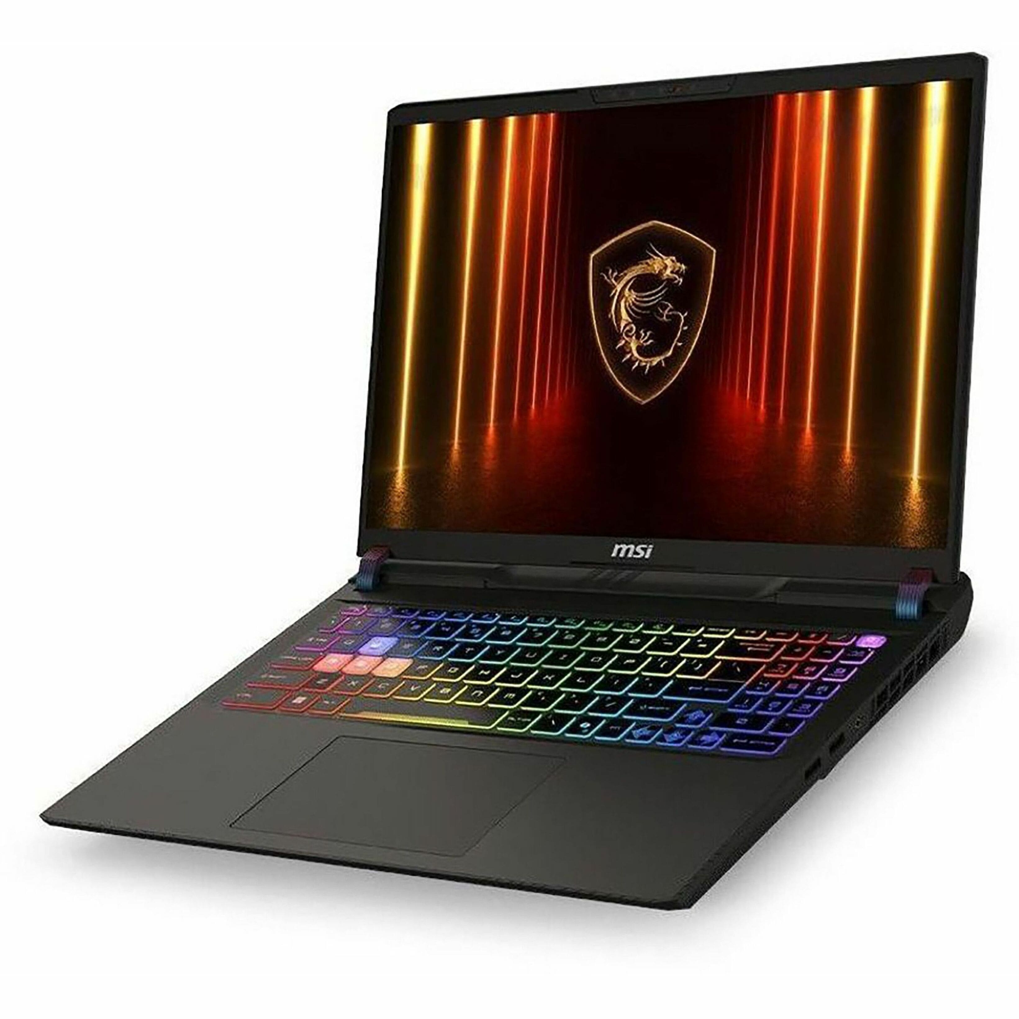 Left. MSI - 16" Gaming Laptop 2560 x 1600 (QHD+) - Intel Core Ultra 9 275HX with 32GB Memory - GeForce RTX 5080 - 2 TB SSD - Cosmo Gray, Gray.