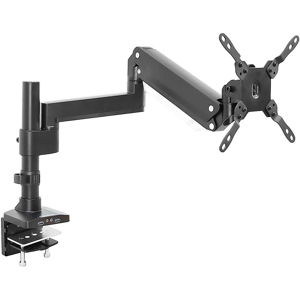 Front. Mount-It! - Heavy Duty Monitor Desk Mount w/ USB & Multimedia Ports up to 35" - Black.
