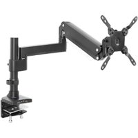 Mount-It! - Single Monitor Desk Mount with USB and Multimedia Ports - Black - Front_Zoom