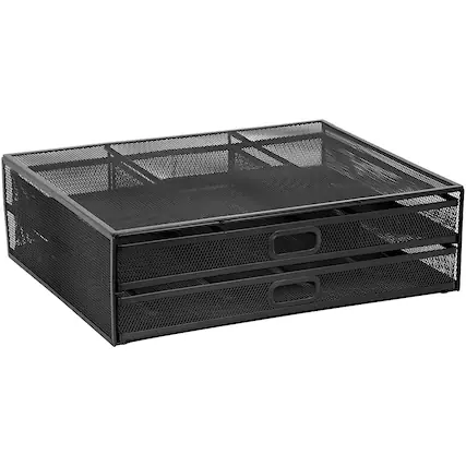 Front. Mount-It! - Mesh Computer Riser Stand for Monitor - Black.