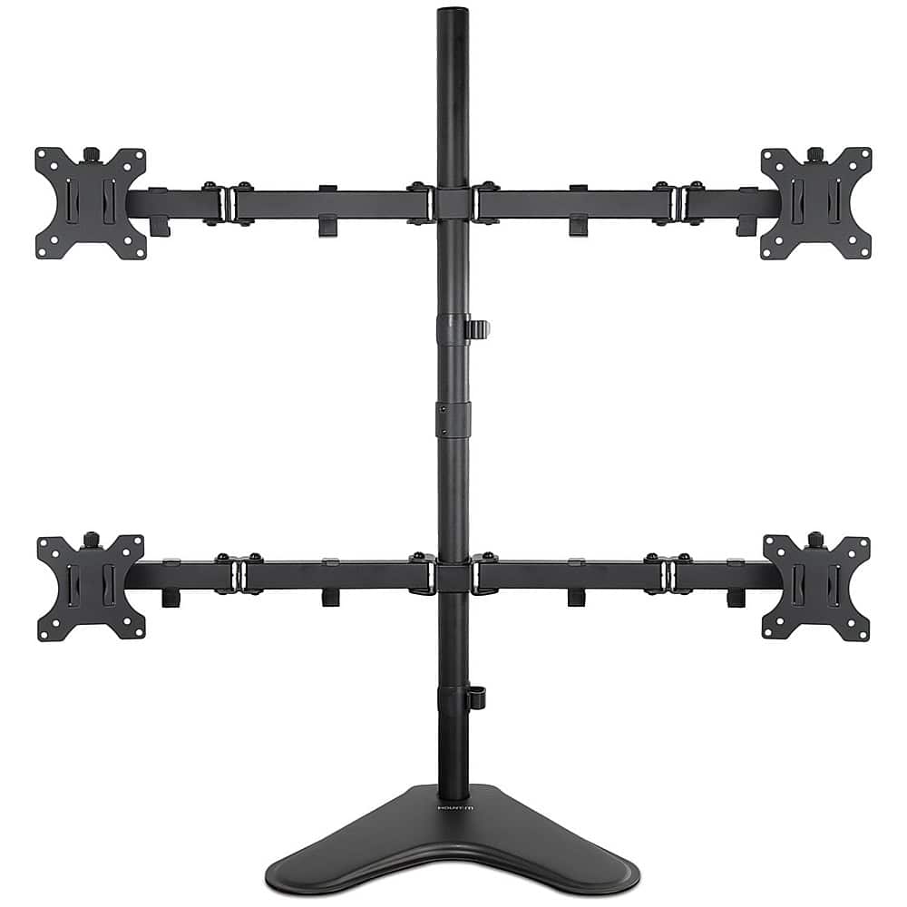 Front. Mount-It! - Quad Monitor Desk Stand - Black.