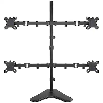 Front. Mount-It! - Quad Monitor Desk Stand - Black.
