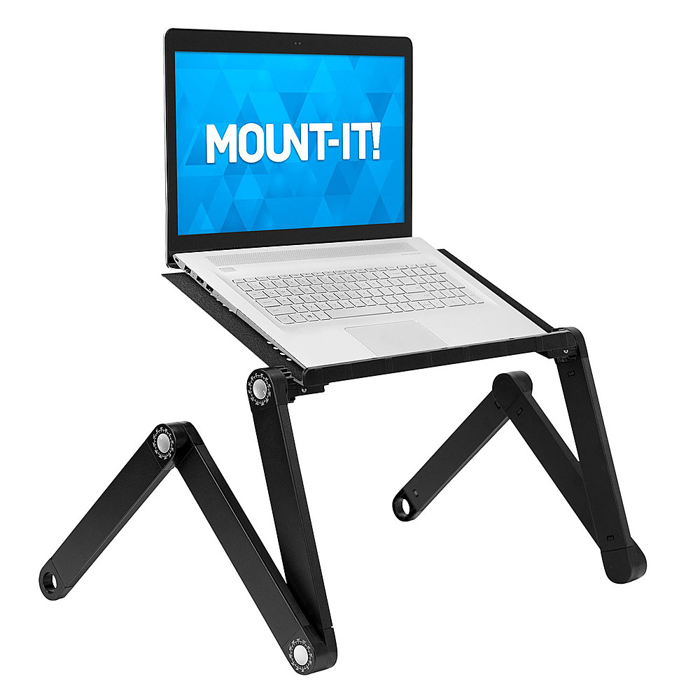Left View: Mount-It! - Adjustable Tray for  Laptop - Black
