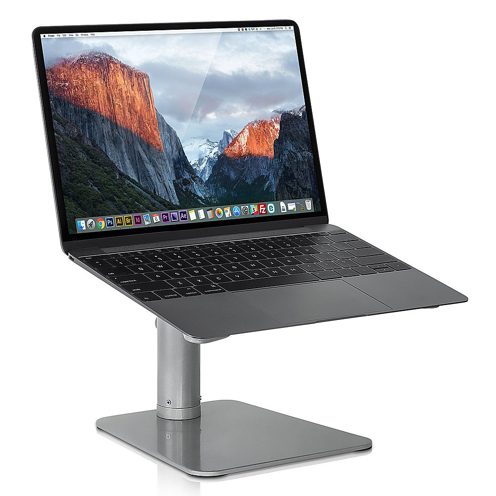 Left View: Mount-It! - Adjustable Riser Stand for Laptop - Silver