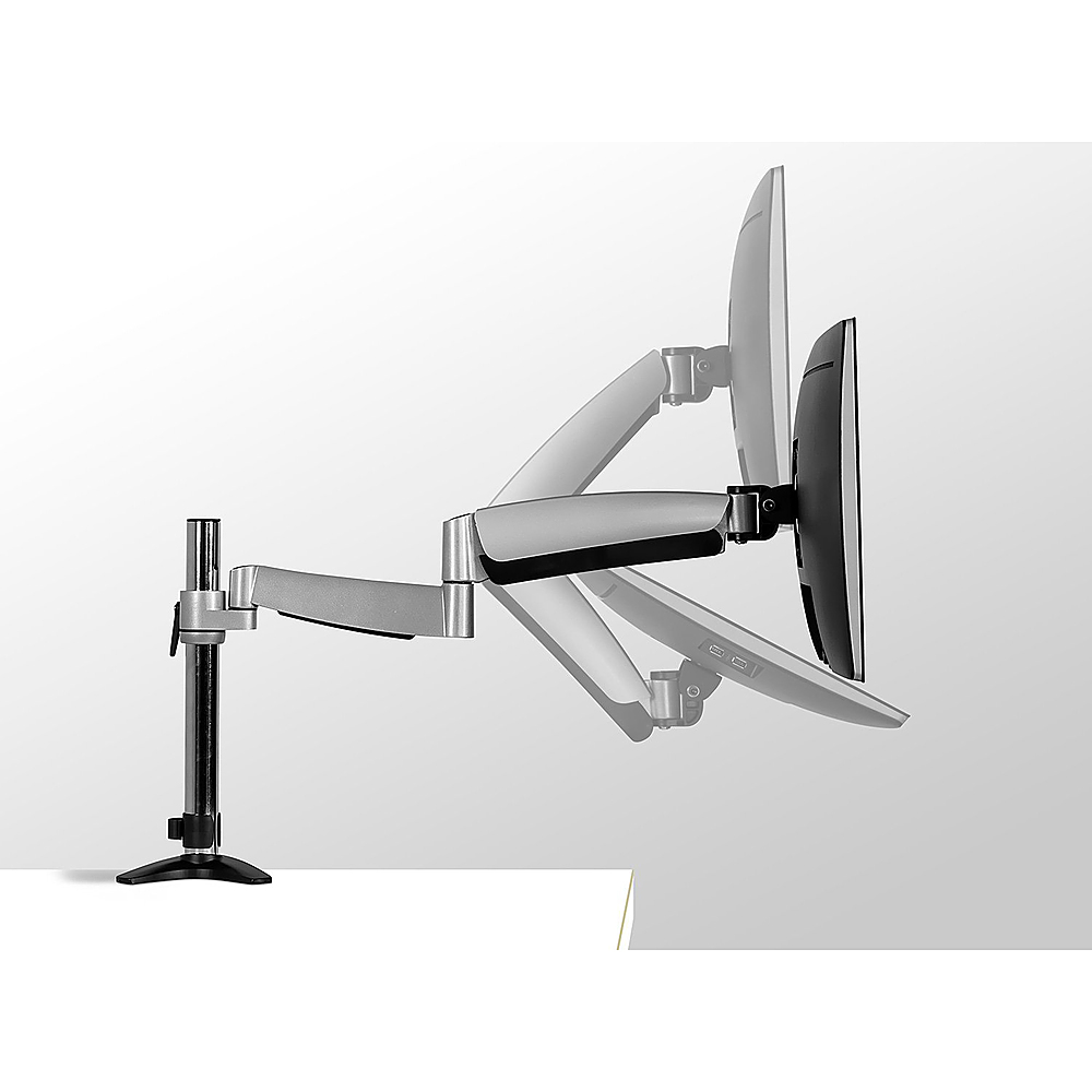 Left View: Mount-It! - Single Desk Mount for Monitor - Silver