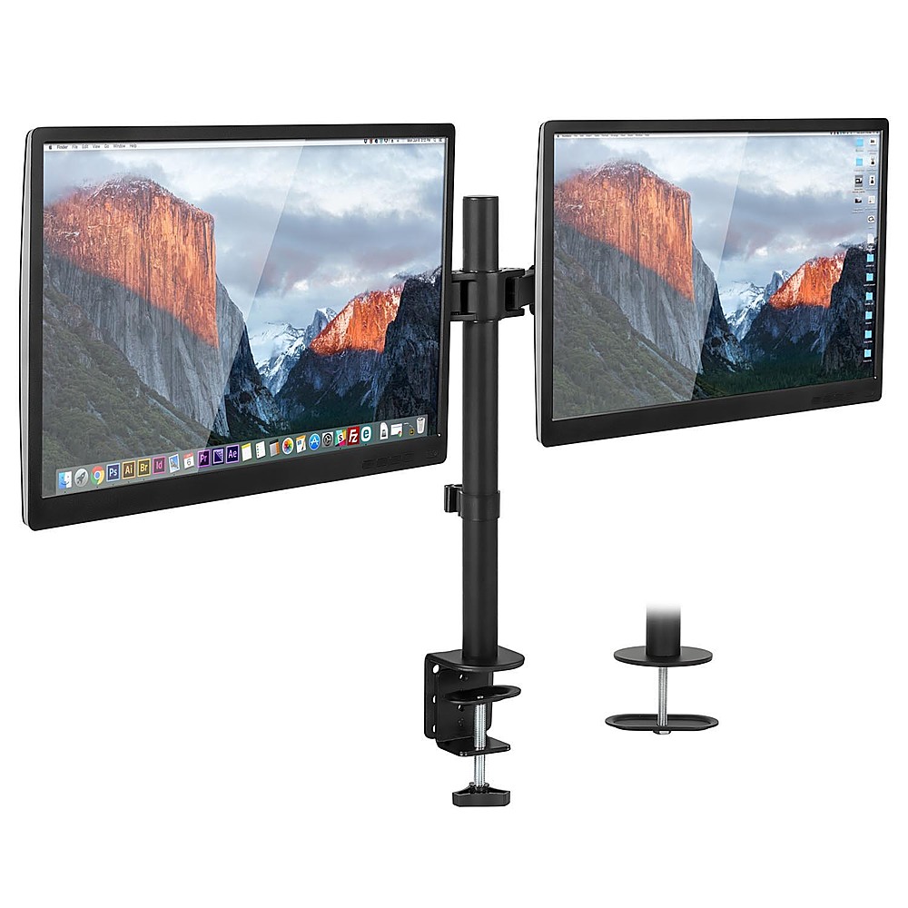 Left View: Mount-It! - Dual  Monitor Desk Mount - Black