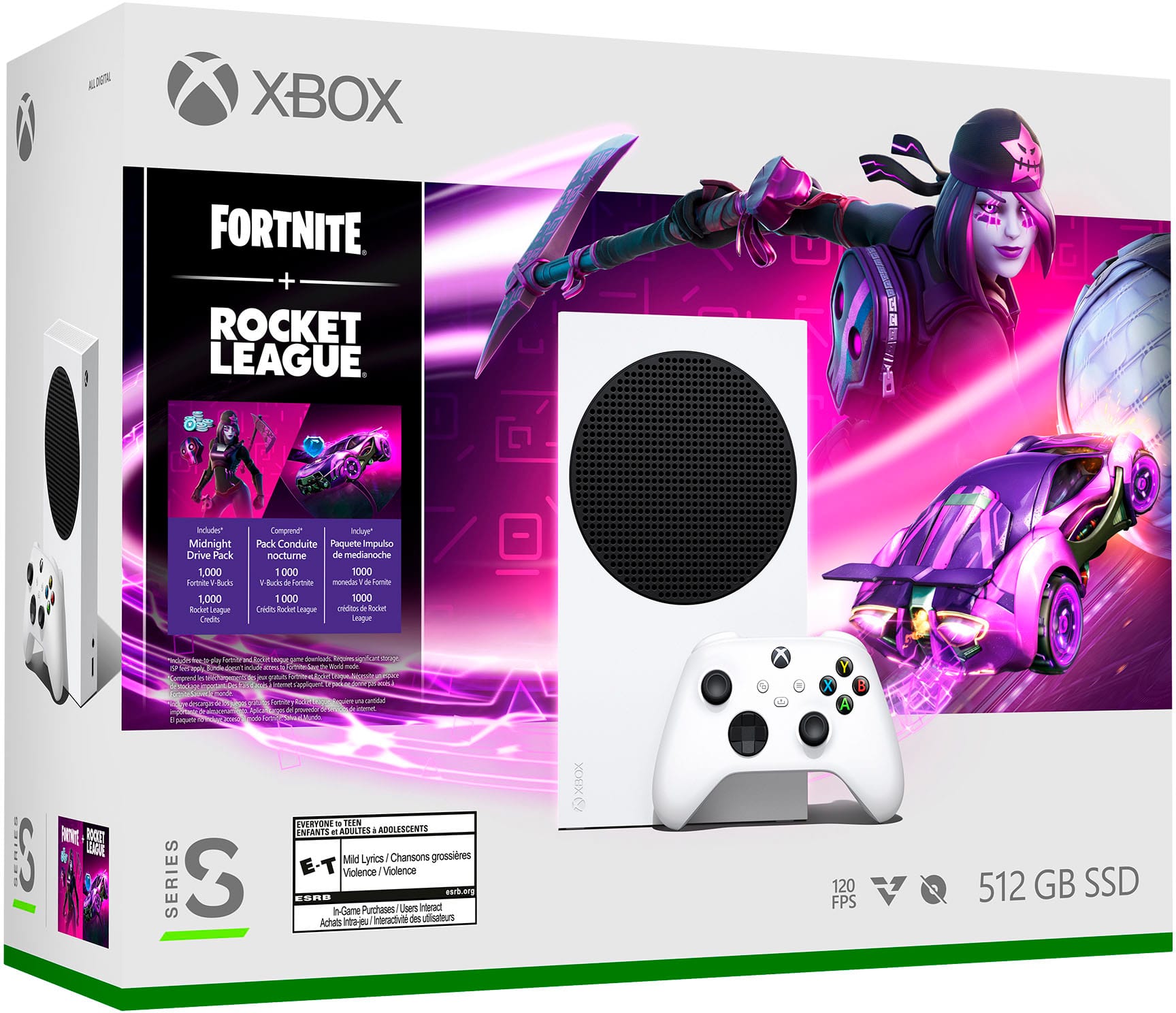 Alt View 11. Microsoft - Xbox Series S – Fortnite & Rocket League Bundle (Disc-free Gaming) - White.