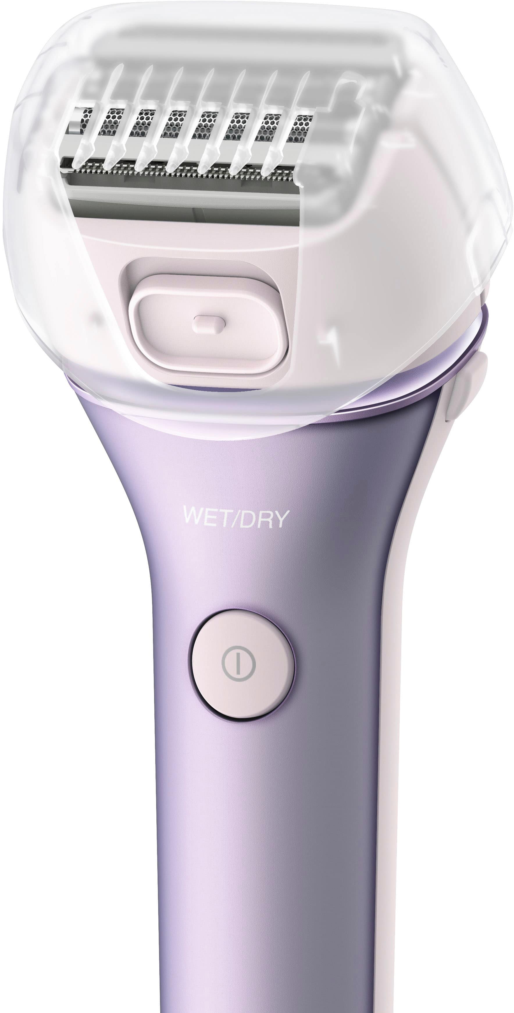 Left. Panasonic - CloseCurves ES-WL80-V Rechargeable Wet/Dry Electric Shaver and Trimmer for Women - Purple.