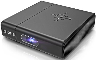 Rexing - PK2 Smart DLP Projector Full HD 350 ANSI Lumens with 3D Video 30" to 120" Digital Zoom - Black - Front_Zoom