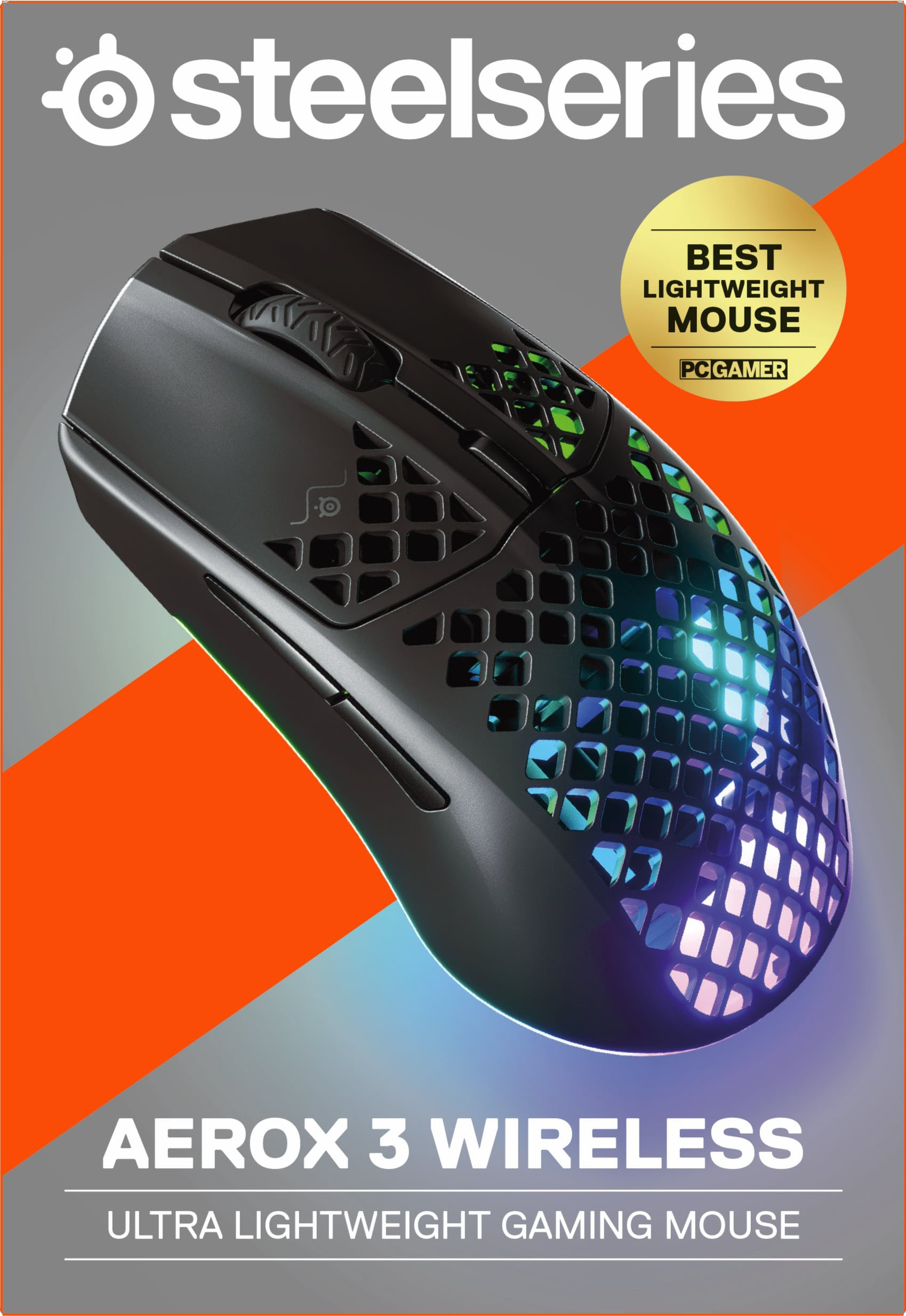 RGB Super - 3 Wireless Onyx Honeycomb Light Gaming Optical Mouse Best Aerox SteelSeries 62612 Buy