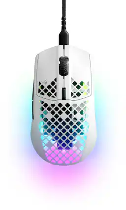 Front. SteelSeries - Aerox 3 Super Light Honeycomb Wired RGB Optical Gaming Mouse - Snow.