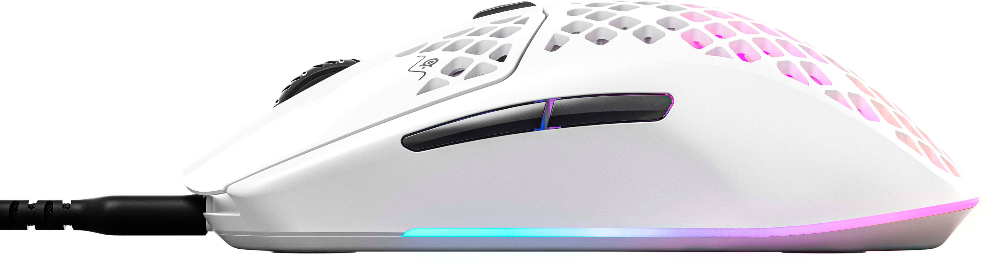 Left View: SteelSeries - Aerox 3 2022 Edition Lightweight Wired Optical Gaming Mouse - Snow