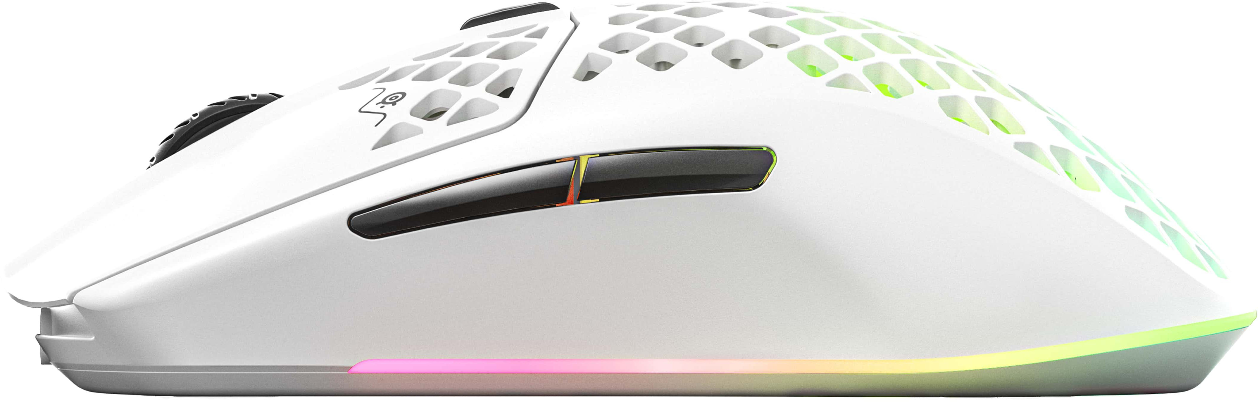 Left View: SteelSeries - Aerox 3 2022 Edition Lightweight Wireless Optical Gaming Mouse - Snow