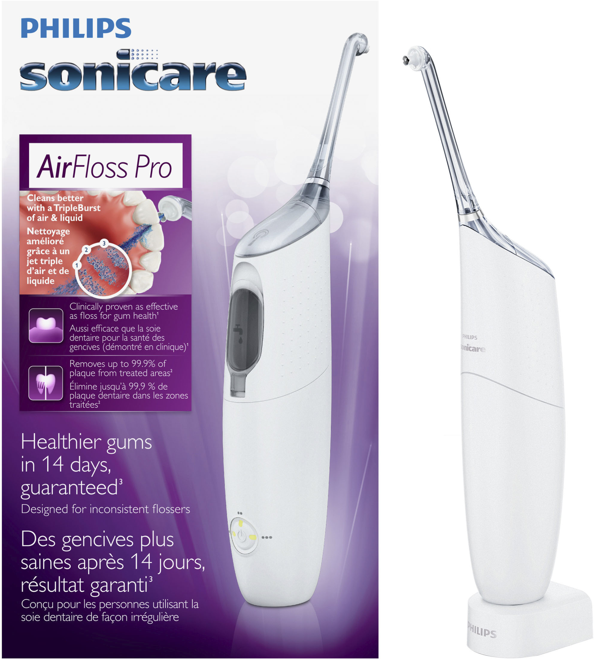 Left View: Philips Sonicare AirFloss Pro Interdental Cleaner - White