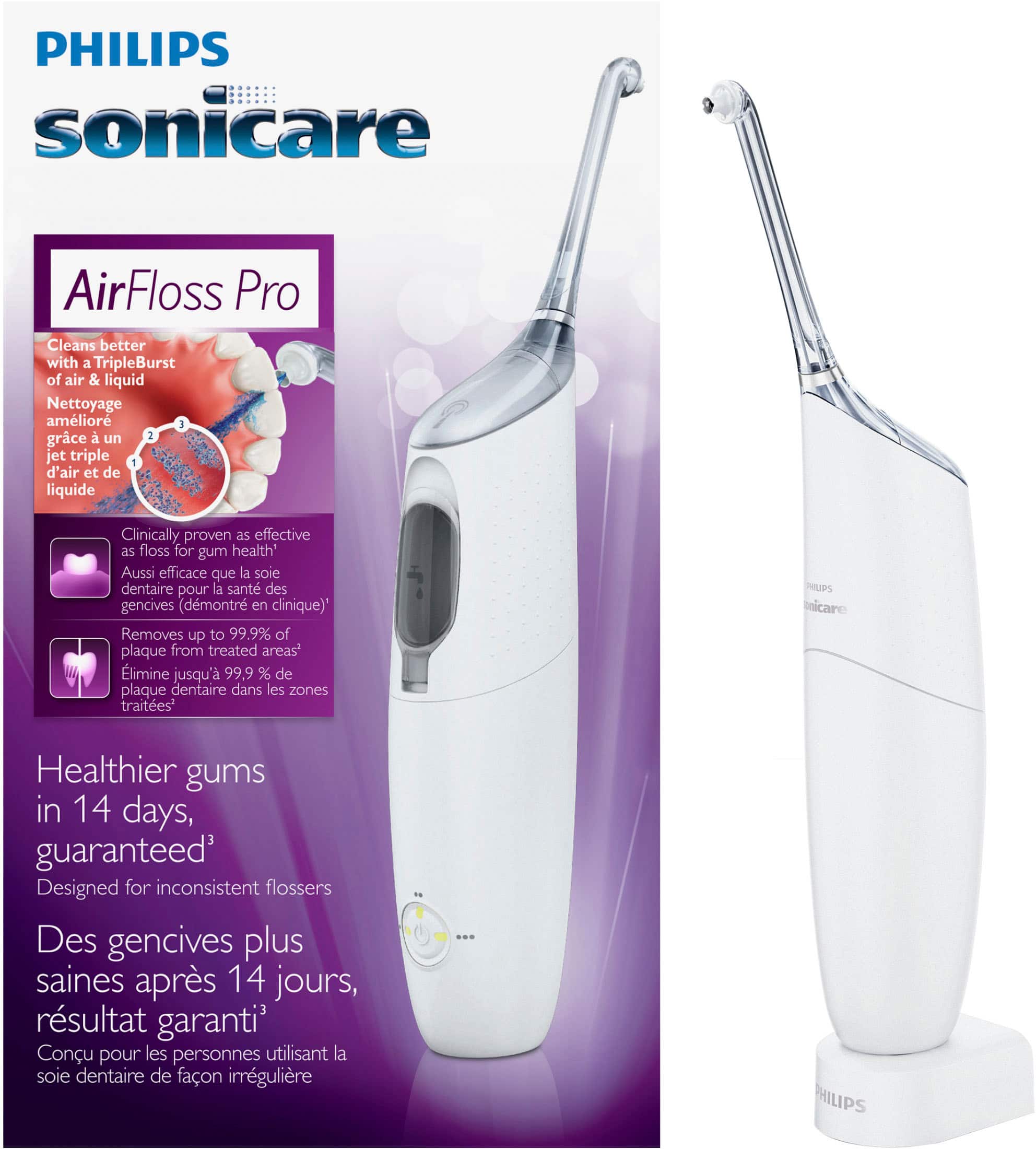 Left. Philips Sonicare - Philips Sonicare AirFloss Pro Interdental Cleaner - White.