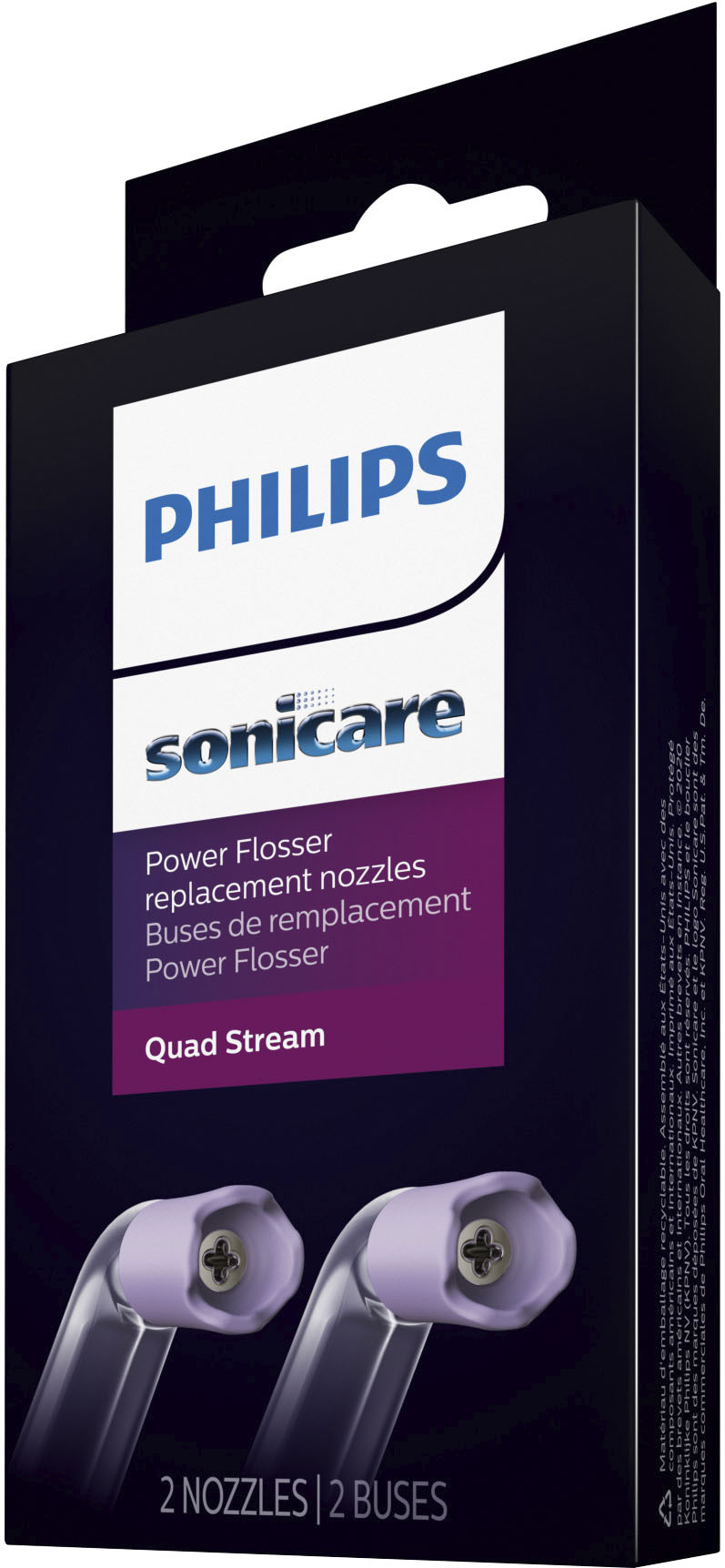 Left View: Philips Sonicare Power Flosser Quad Stream Tips (F3), 2pk, White HX3062/00 - White