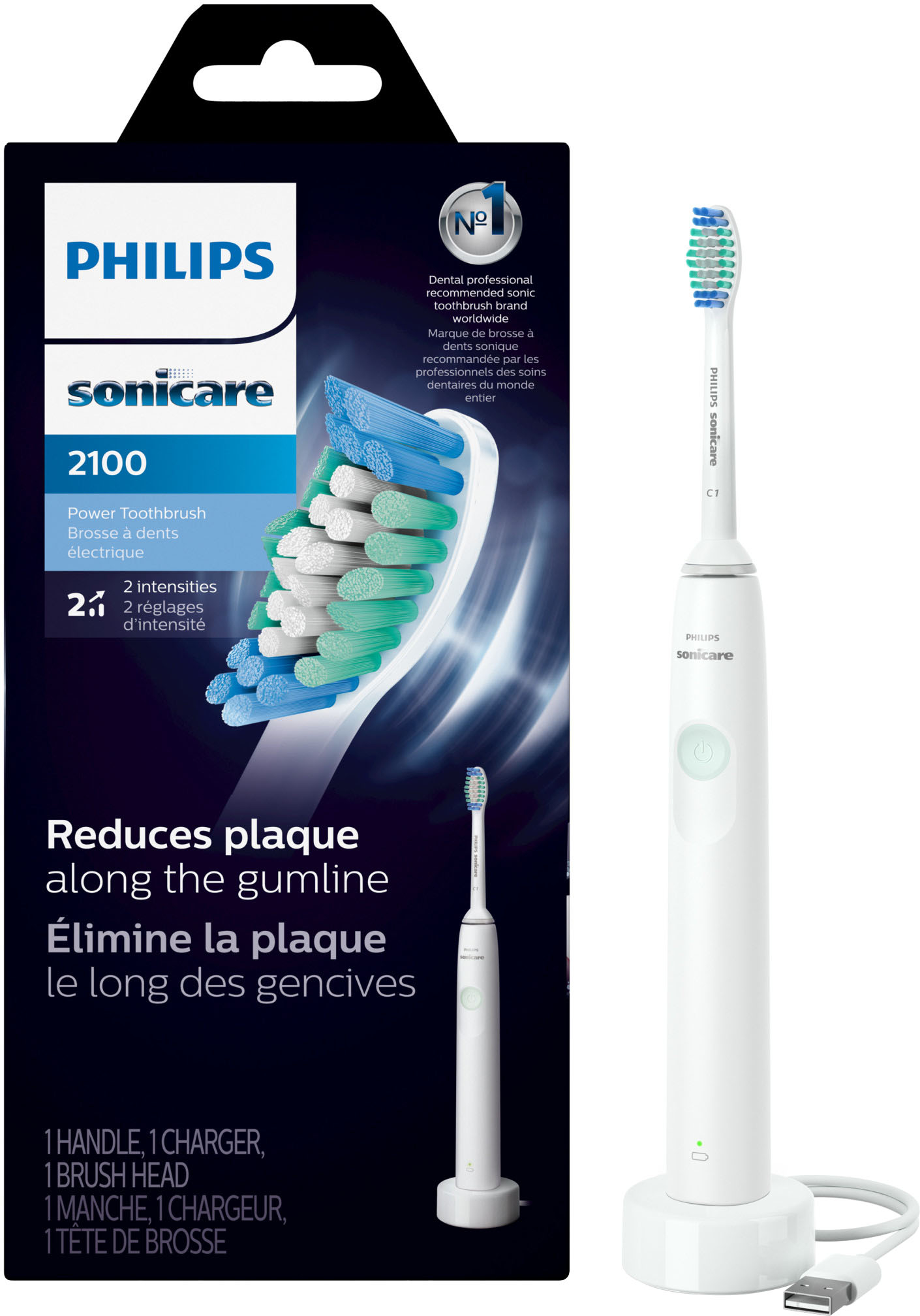 Philips Sonicare HX3661/04 2100 Power Toothbrush, Rechargeable Electric