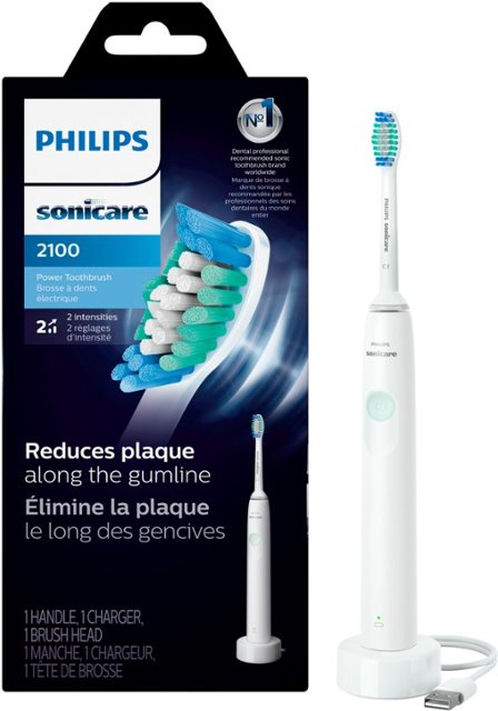 Angle Zoom. Philips Sonicare - 2100 Power Toothbrush, Rechargeable Electric Toothbrush - White Mint.