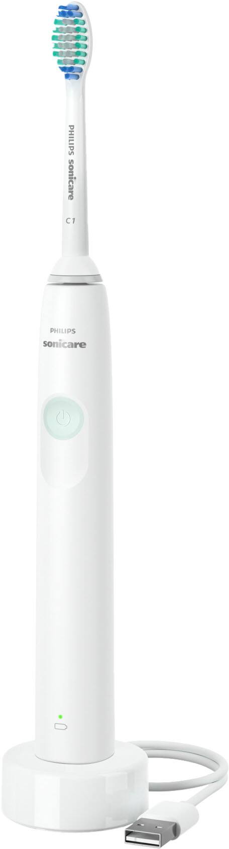 Left. Philips Sonicare - 2100 Power Toothbrush, Rechargeable Electric Toothbrush - White Mint.