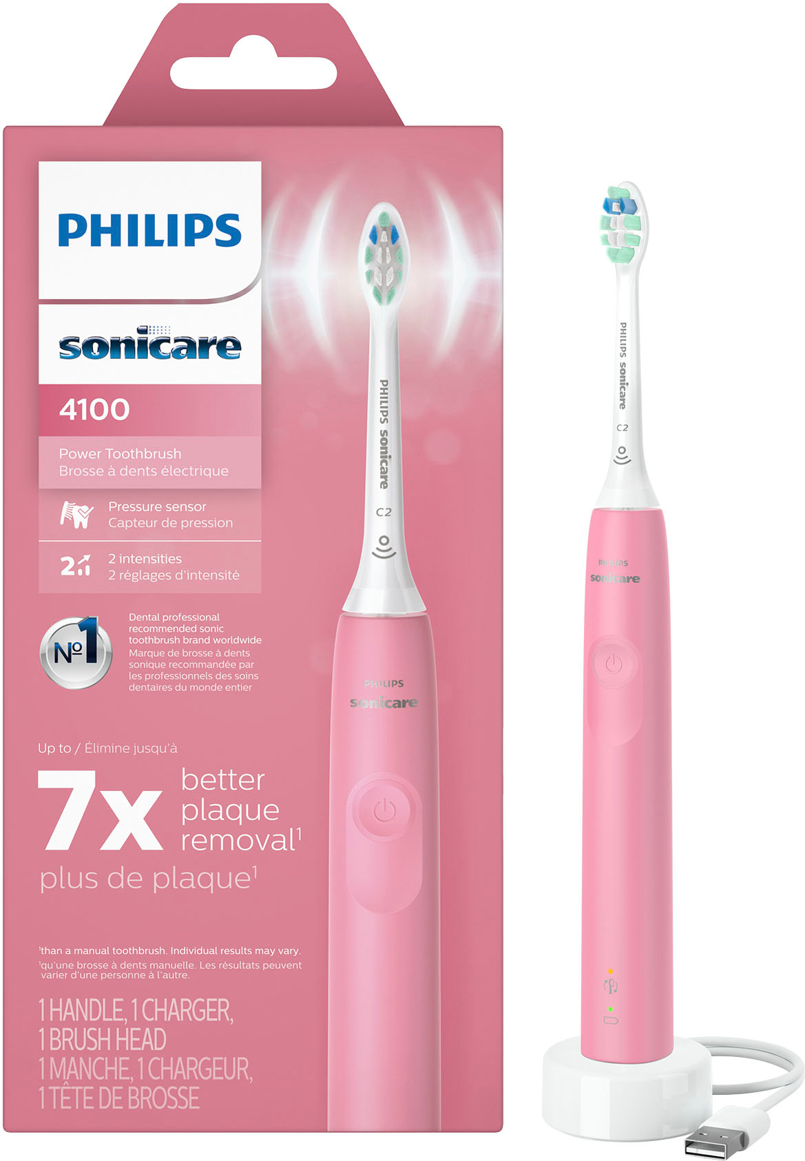 Philips Sonicare 4100 Power Toothbrush Deep Pink HX3681/26 - Best Buy