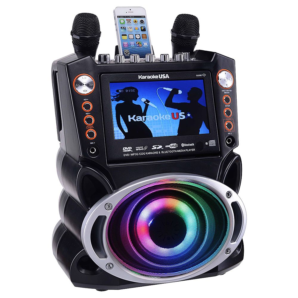 Angle View: VocoPro KaraokeeDual All-In-One Karaoke Boom Box With Wireless Mics