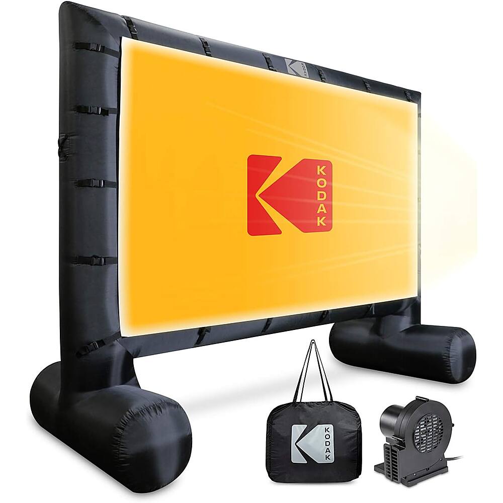 Kodak - Giant Inflatable Projector Screen, Outdoor Movie Screen, 14.5 ft. Blow Up Projector Screen with Pump and Carrying Case - White