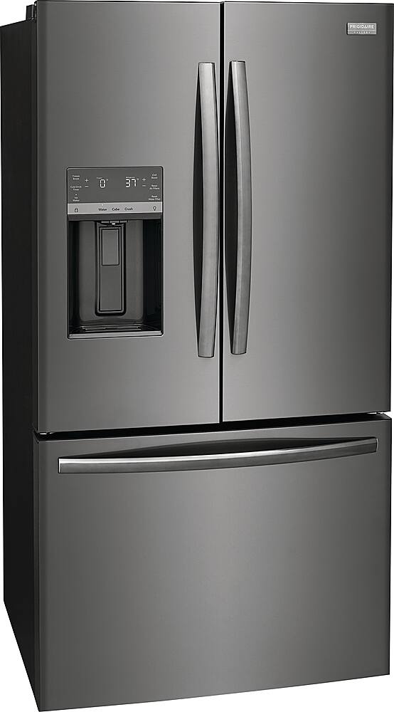 Angle. Frigidaire - Gallery 27.8 Cu. Ft. French Door Refrigerator - Black Stainless Steel.