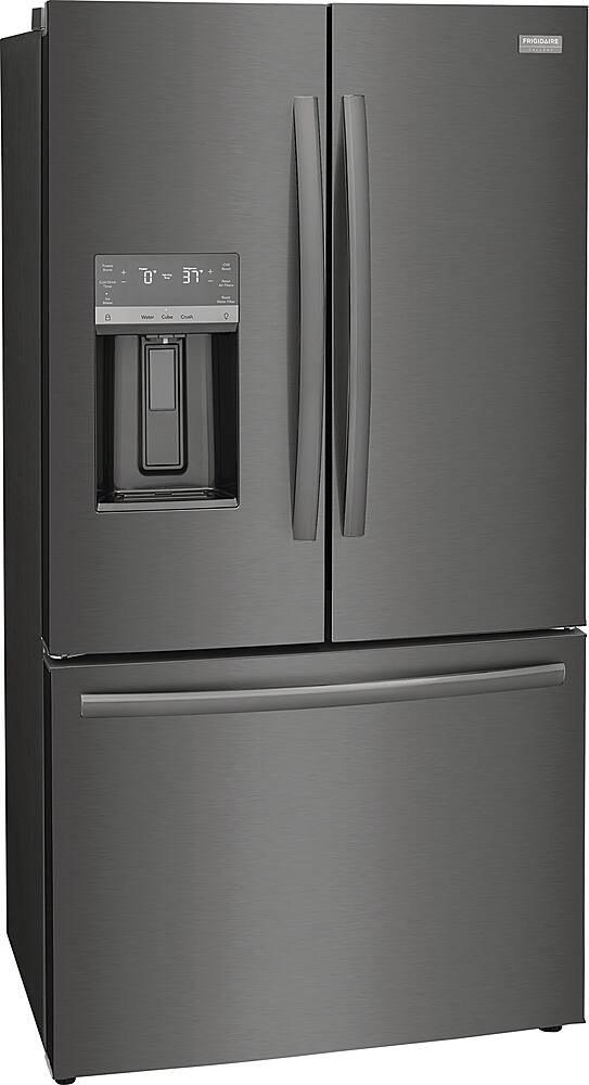 Angle. Frigidaire - Gallery 22.6 Cu. Ft. Counter-Depth French Door Refrigerator - Black Stainless Steel.