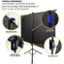 The text on the image is grouped and corrected as follows:

"Simple Assembly: Lightweight construction and built-in locking mechanism make it easy to set up in seconds. Hanging hook, locking sleeve ring, adjustable tripod handle, assembly nut."