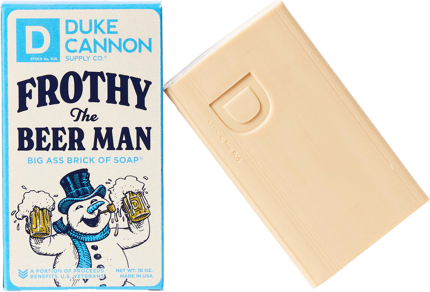 Left View: Duke Cannon - Frothy the Beer Man Soap - Tan