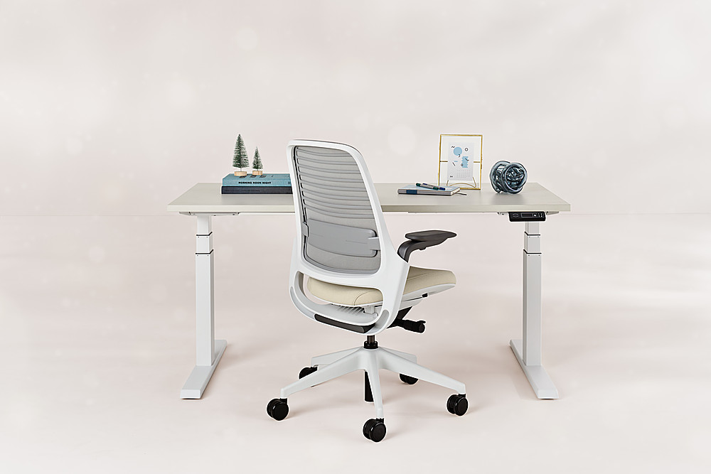Steelcase Gesture Office Chair - Era Cobalt Fabric, High Seat Height, Shell  Back, Light on Light Frame, and Hard Floor Casters