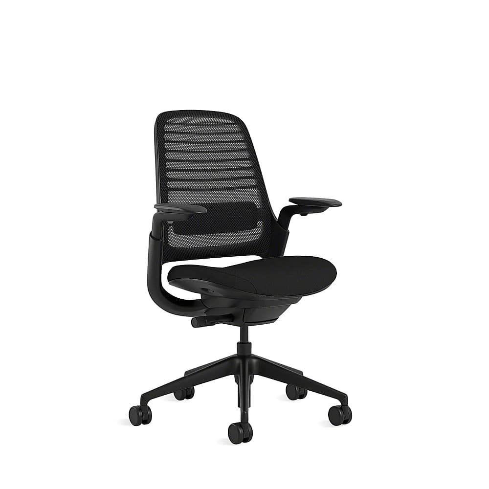 Angle View: Steelcase Series 1 Chair with Black Frame - Oatmeal