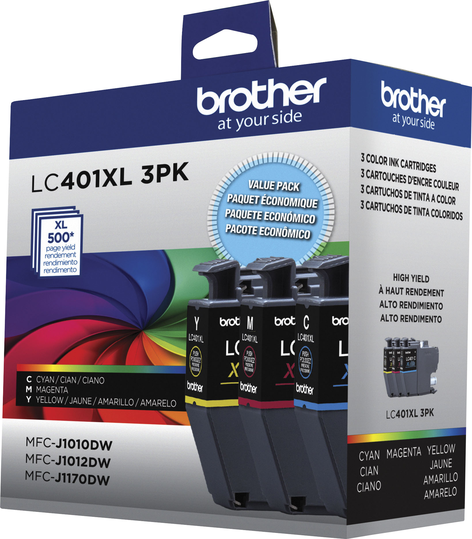 Brother LC401 3PK Standard Yield 3-Pack Color Ink Cartridges Cyan ...