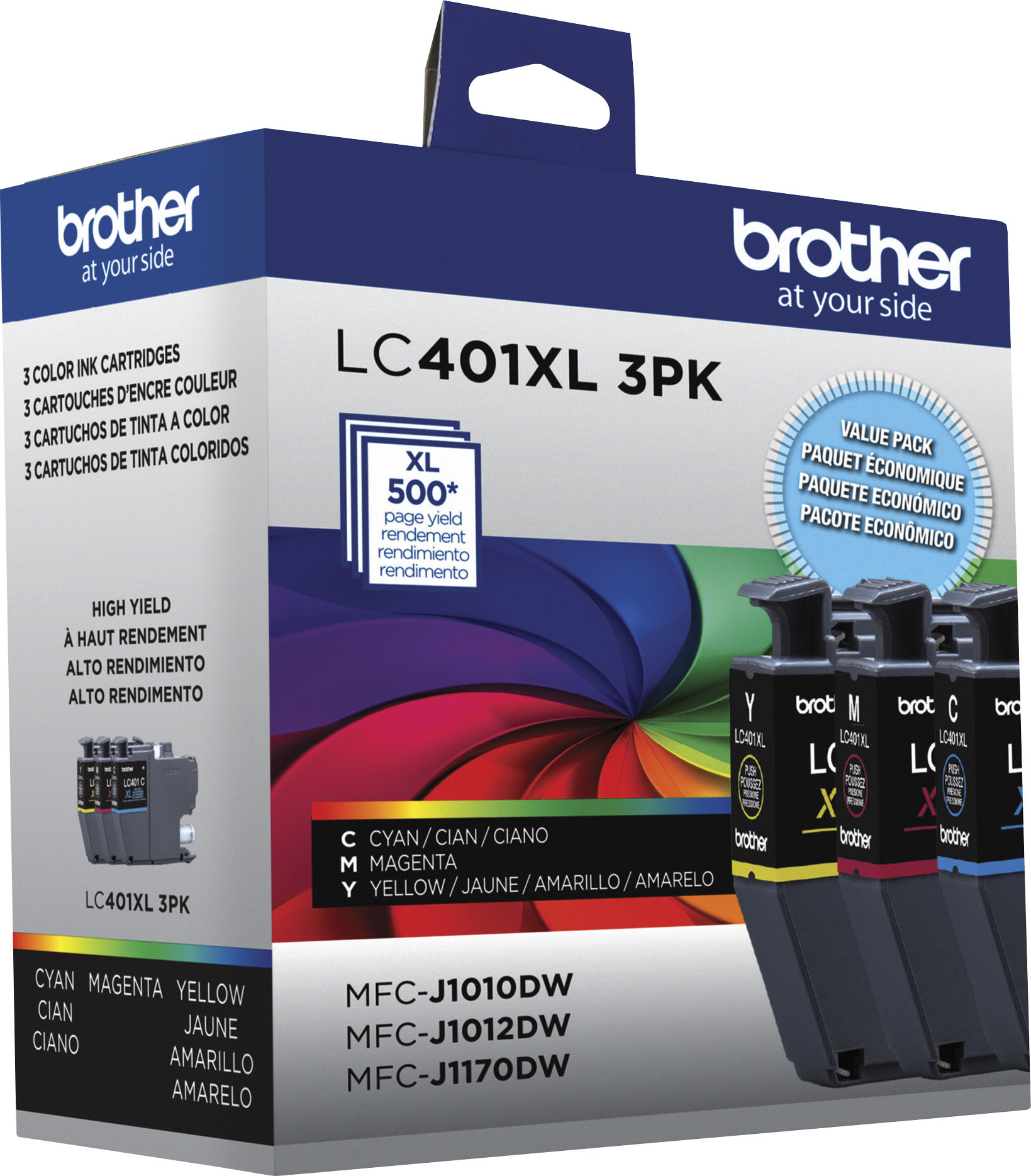 Brother LC401 3PK Standard Yield 3-Pack Color Ink Cartridges Cyan ...