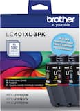 Brother - LC401XL 3PK High-Yield 3-Pack Color Ink Cartridges - Cyan/Magenta/Yellow
