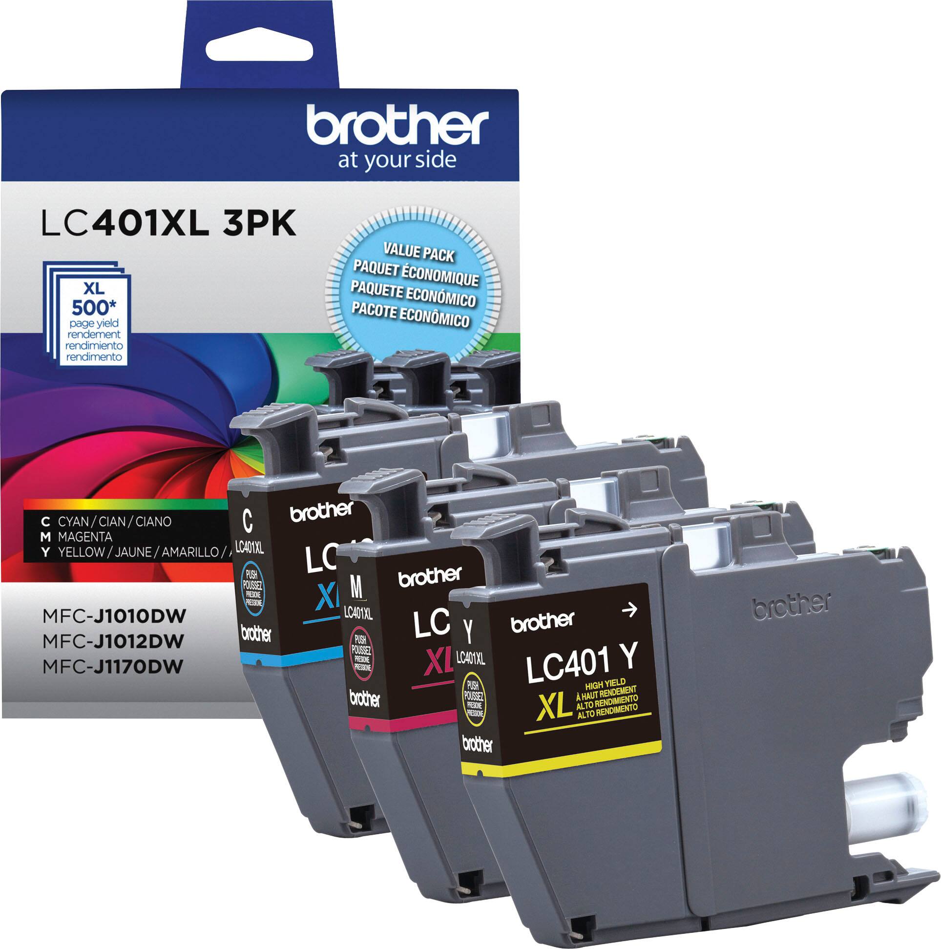 Alt View 1. Brother - LC401XL 3PK High-Yield 3-Pack Color Ink Cartridges - Cyan/Magenta/Yellow.