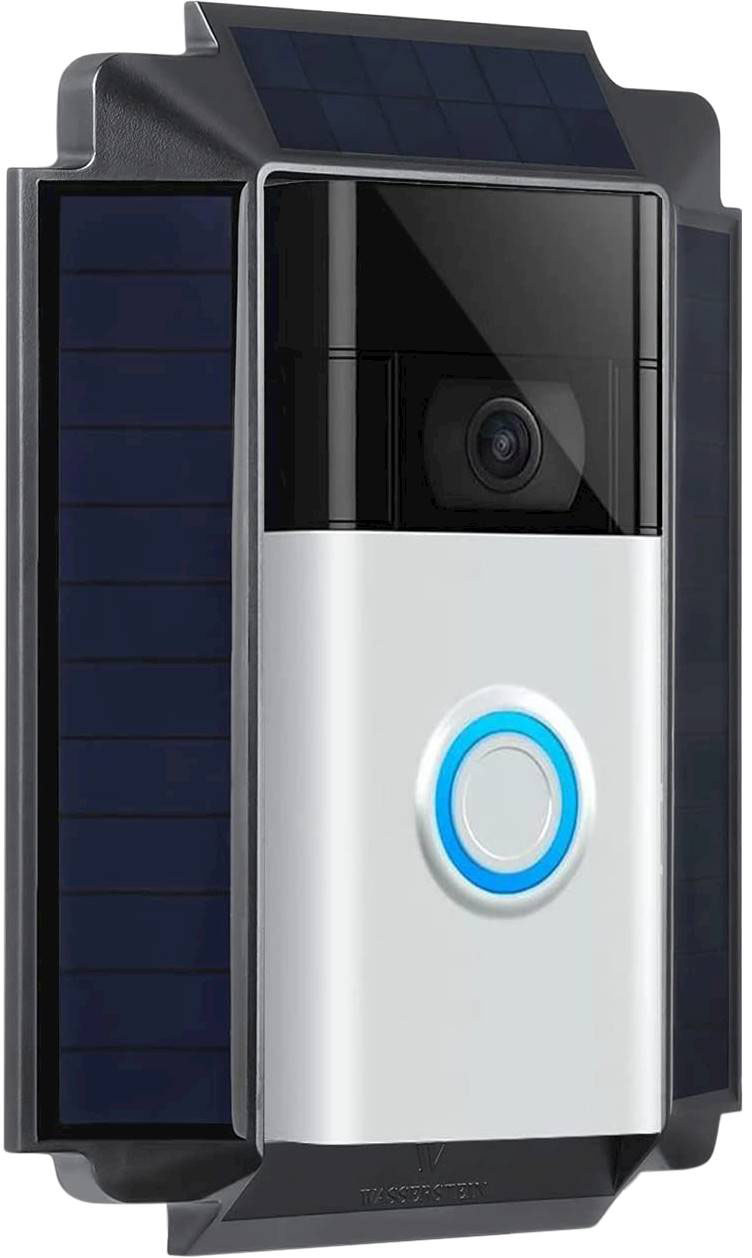 Wasserstein Mountable Solar Charger For Ring Video Doorbell 1 (2nd Generation 2020) - Black