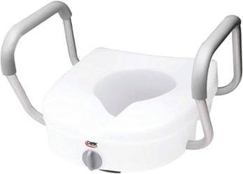Carex - E-Z Lock Locking Raised Toilet Seat with Armrests - WHITE - Front_Zoom