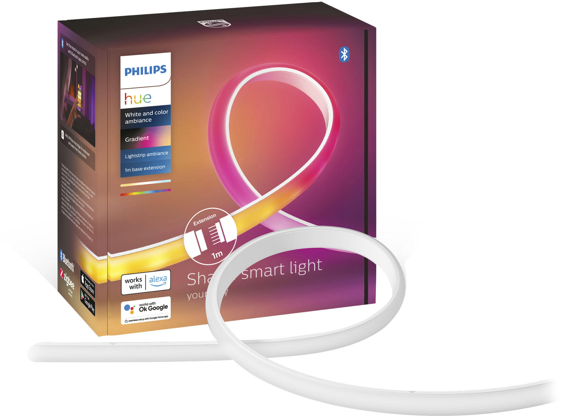 Angle View: Philips - Geek Squad Certified Refurbished Hue Ambiance Gradient Lightstrip Extension