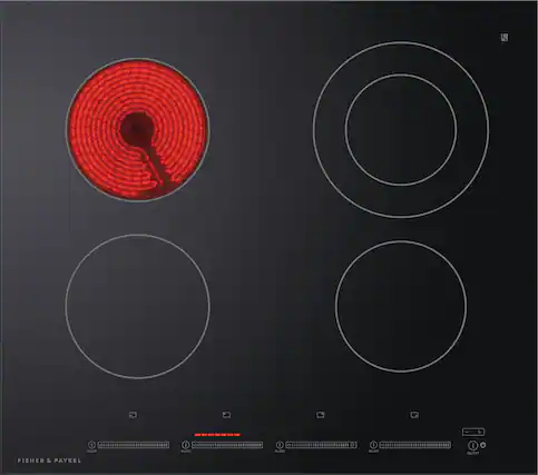 Front. Fisher & Paykel - 24" Built-In Electric Ceramic Cooktop with 4 Burners - Black.