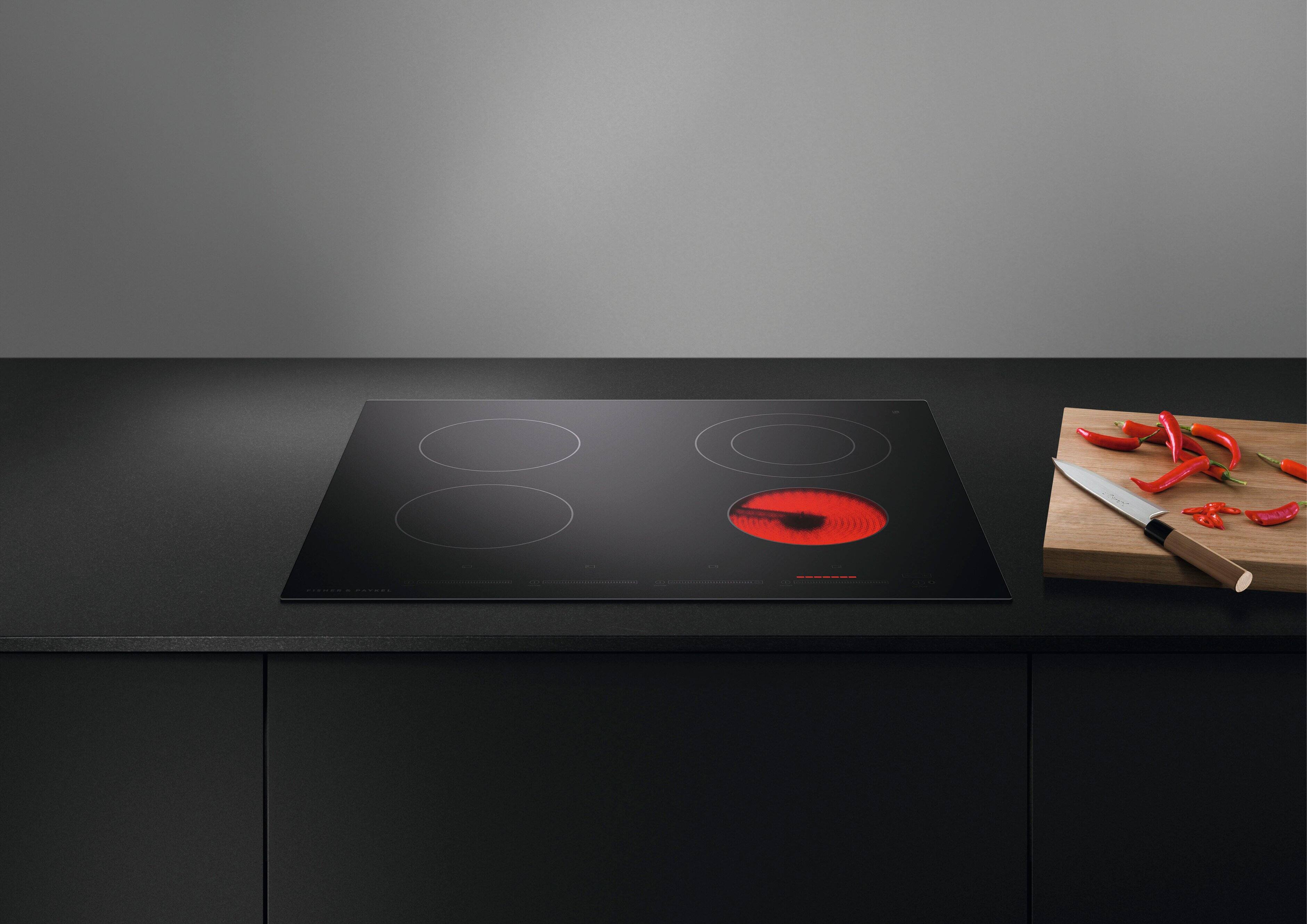 Alt View 11. Fisher & Paykel - 24" Built-In Electric Ceramic Cooktop with 4 Burners - Black.