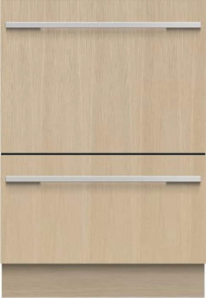 Fisher & Paykel - 24" Integrated Double DishDrawer, Top Control, Full Size, Stainless Interior, Water Softener 43 dba - Custom Panel Ready - Front_Zoom