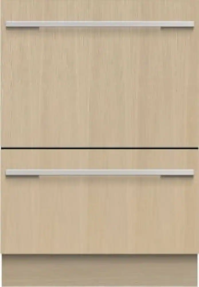 Fisher & Paykel - 24" Integrated Double DishDrawer, Top Control, Full Size, Stainless Interior, Water Softener 43 dba - Custom Panel Ready