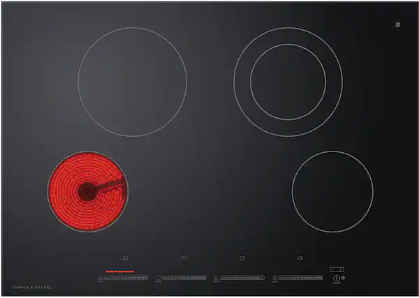 Front. Fisher & Paykel - 30" Built-In Electric Ceramic Cooktop with 4 Burners - Black.