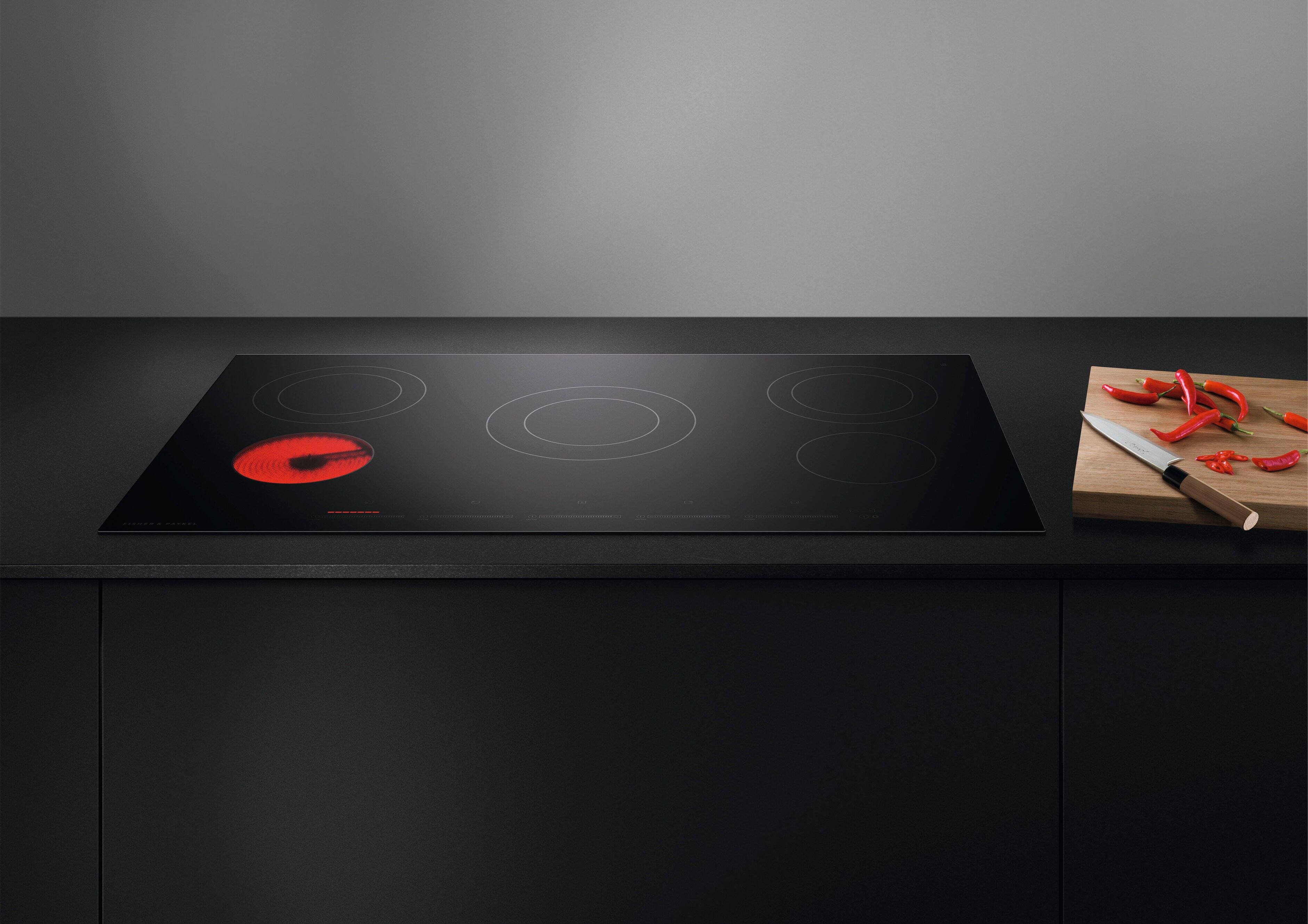 Alt View 11. Fisher & Paykel - 36" Built-In Electric Ceramic Cooktop with 5 Burners - Black.