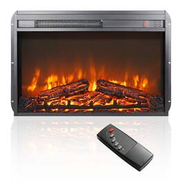 Ecooso - 26 inch electric fireplace , log set & realistic flame, remote control with timer, overheating protection - Black