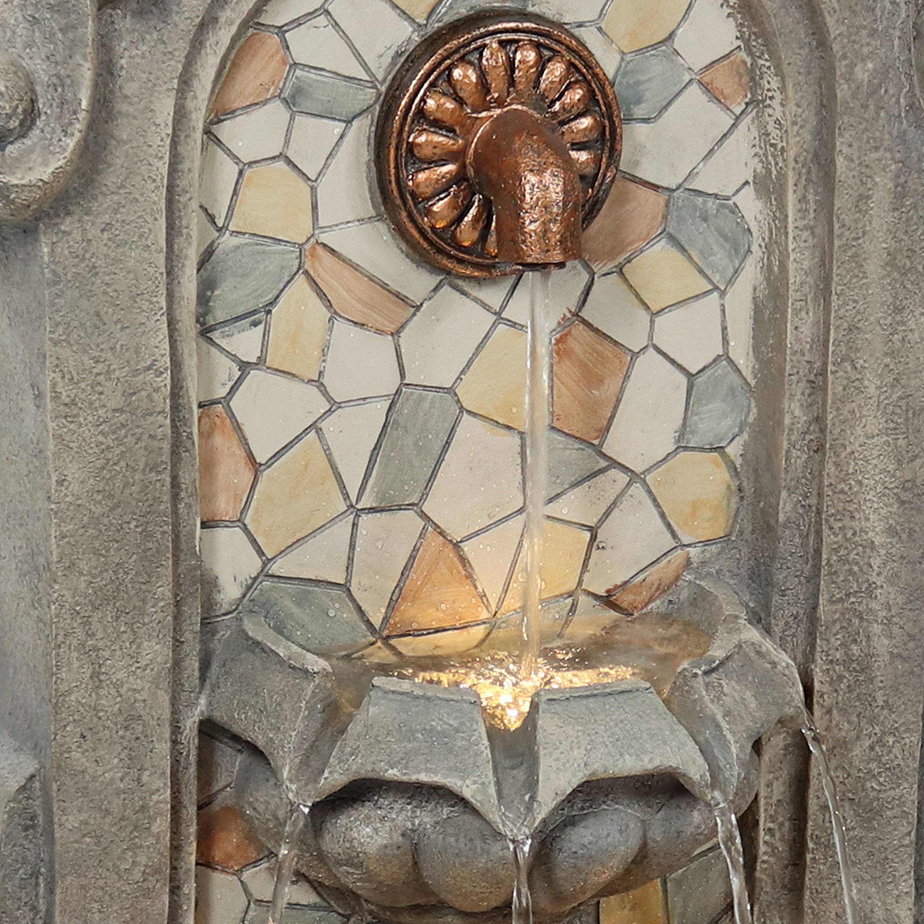 Alt View 7. Sunnydaze - Enchanting Estate Polyresin Flat Back Outdoor Wall Fountain - Gray.