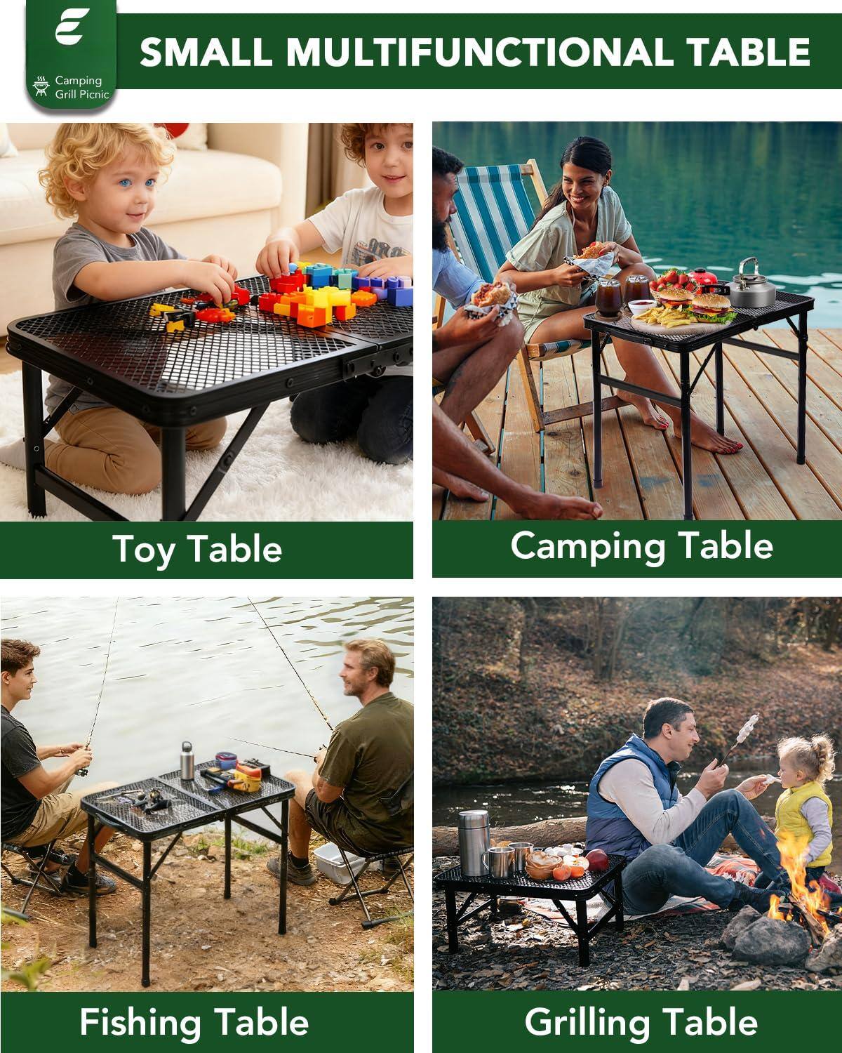SMALL MULTIFUNCTIONAL TABLE

Camping Grill Picnic

Toy Table

Camping Table

Fishing Table

Grilling Table